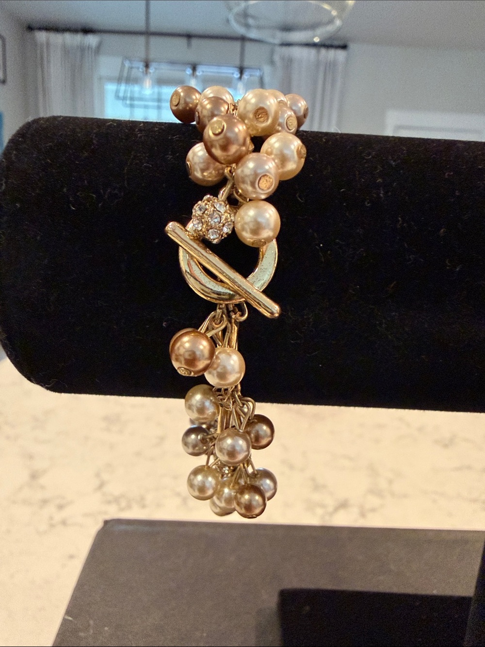 White House Black Market Gold-Tone Pearl Cluster Bracelet